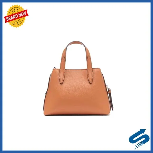 Mini Vegan Leather Satchel Crossbody Bag with Triple Compartments
